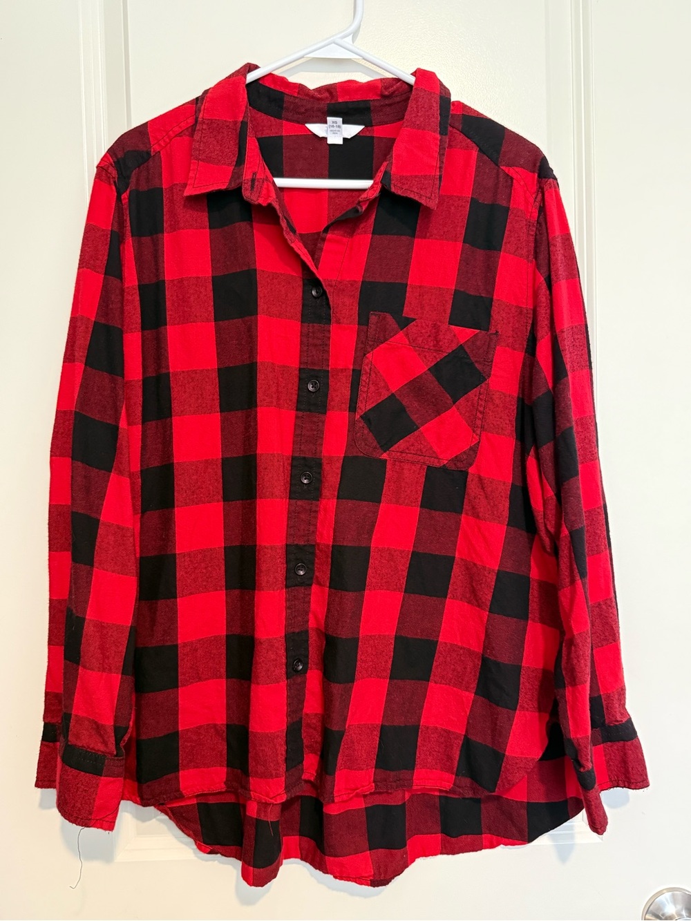 Time and Tru Red & Black Buffalo Plaid Long Sleeve Flannel XL